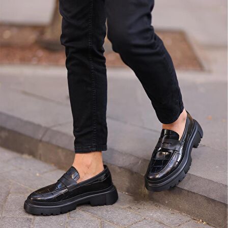 Sail Lakers - Siyah Kroko Deri Erkek Ayakkabı