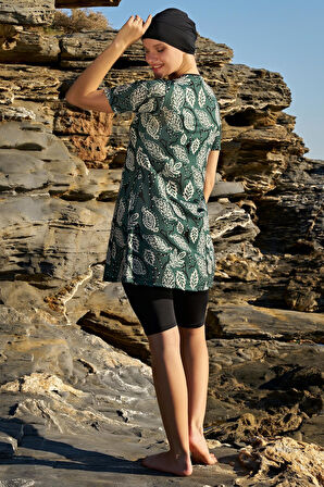 Ruko Maio 23123 Yeşil Renk Kadın Yarım Kol Tesettür Mayo