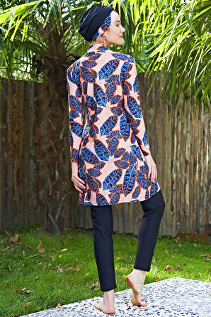 RUKOMAYO YAPRAK DESENLİ LYCRA ( SU İTİCİ VE ÇABUK KURUYAN ) KUMAŞ TESETTÜR MAYO