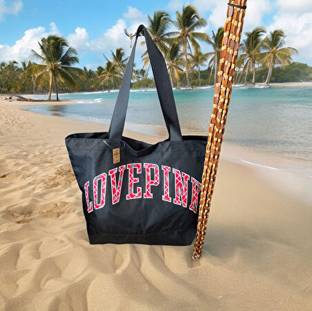 Victoria's Secret Love-Pink-Plaj-ve Günlük Kullanım İçin Kadın Çantası Genişlik-55- Derinlik-40-cm