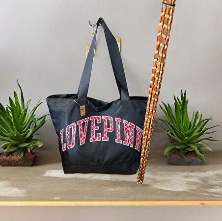 Victoria's Secret Love-Pink-Plaj-ve Günlük Kullanım İçin Kadın Çantası Genişlik-55- Derinlik-40-cm