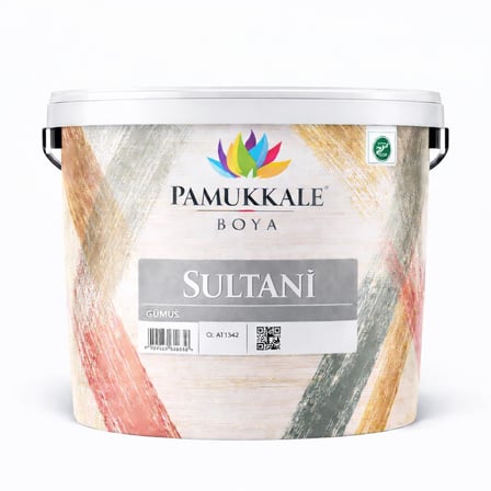 Pamukkale Sultani Su Bazlı Yaldız Boya Metalik Dekoratif Boya 2.5 Lt Gümüş