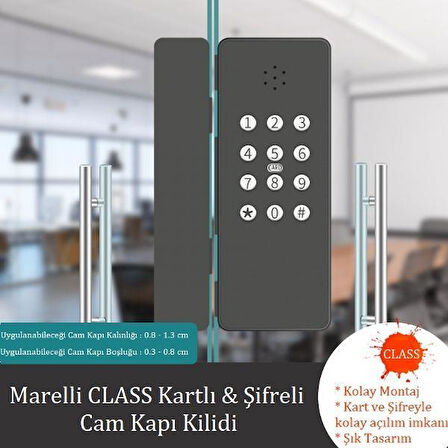 Marelli CLASS Cam Kapılar İçin Kartlı ve Şifreli Elektronik Kilit Standart