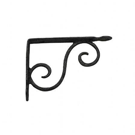 Prinç döküm antik siyah rustik eskitme, ferforje tipi osmanlı tarzı dekoratif raf altı HFT12039