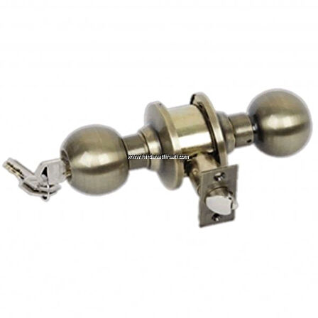 Posse Yuvarlak Antik Bakır Topuzlu Kilit Anahtarlı