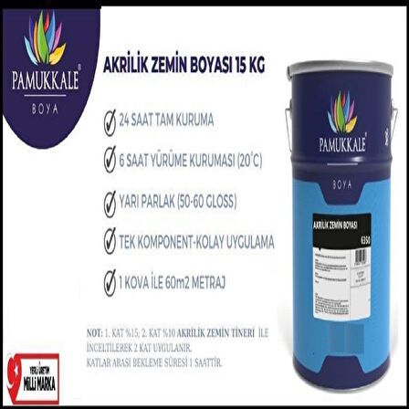 Pamukkale 6350 Akrilik Zemin Boyası 2.5 Kg Ral 7047 Açık Gri