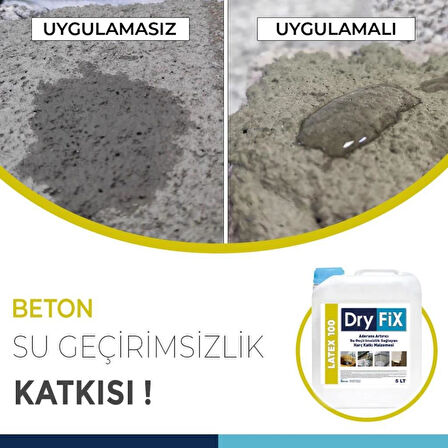 DryFix Latex 100 Aderans Arttırıcı Su Geçirimsizlik Sağlayan Harç Katkı Malzemesi 20 Lt