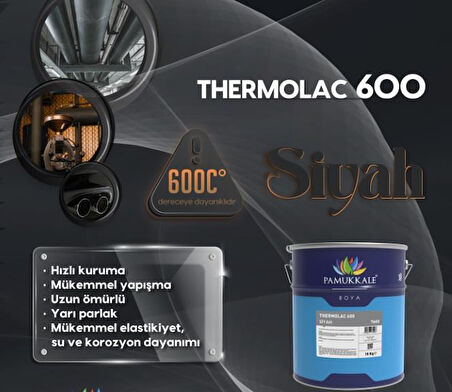 Pamukkale Thermolac 600 Derece Isıya Dayanıklı Boya 5 Kg Siyah