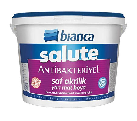 Bianca Salute Antibakteriyel Saf Akrilik Yarı Mat İç Cephe Boyası 15 Lt Beyaz