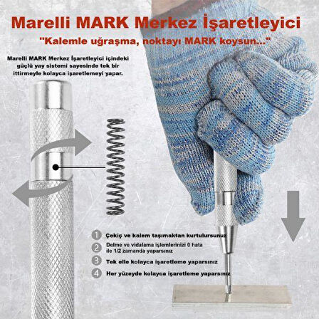 Marelli Mark merkez delik delme, vidalama yeri işaretleyici merkezleyici