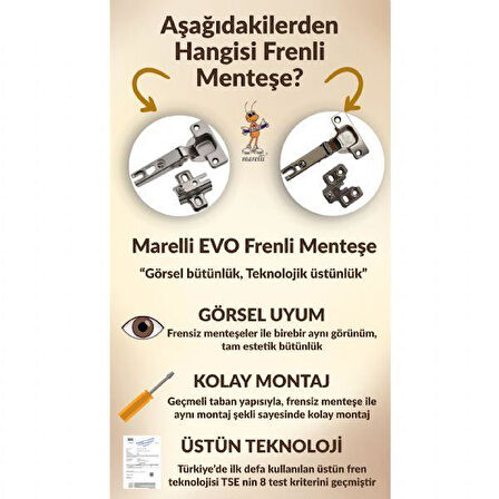 Marelli Evo Star Tipi Frenli Pistonlu Stoplu Hidrolikli Dolap İçin Menteşe Yavaşça Kapar Düz