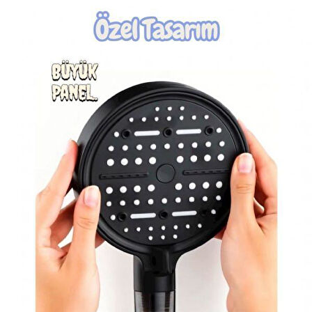 Kireç Tutucu Tazyik Arttırıcı 6 Fonksiyonlu Siyah Duş Başlığı