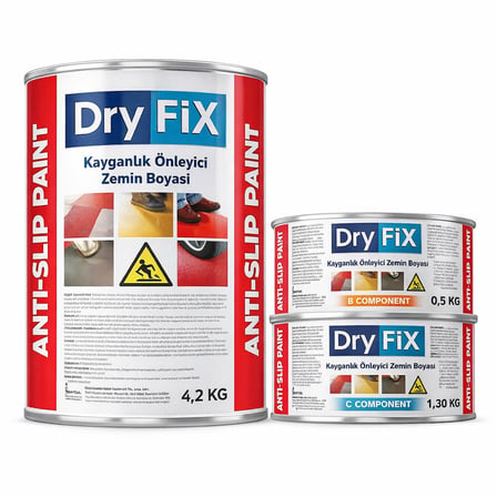 DryFix Anti Slip Paint Kayganlık Önleyici Zemin Boyası 6 Kg Ral 7040 Gri
