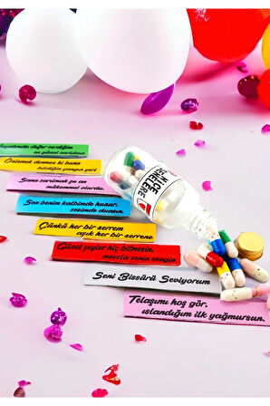 Yıldönümü özel şişede Aşk Sözü Yazılı Kapsül 20 Adet Güncel 20 Adet Sevgiliye Hediyelik KapscamIII