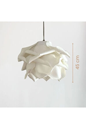 Modern Eva Gül Beyaz Tasarım Sarkıt Avize 45 cm