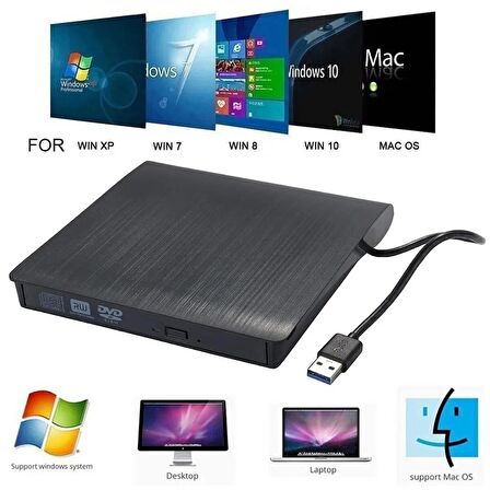 TechTic Usb 3.0 Harici Dvdrw Slim External Cd Dvd Yazıcı Okuyucu Ultra İnce Writer