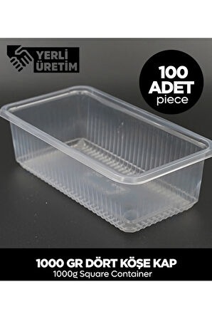 1000 Gr Dört Köşe Kap 100 Adet