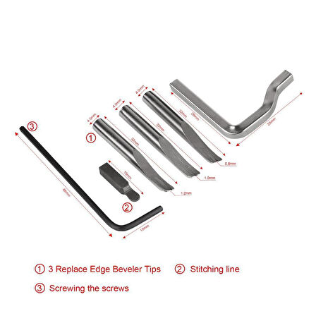 Ayarlanabilir Deri Kenarı Dikiş Kanalı Bıçağı 5 in 1 Deri El Aleti