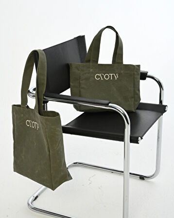 Mumlu Kanvas Maxi Çanta (SAGE GREEN)