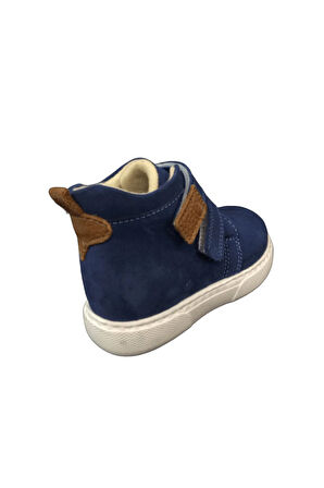 OrtopedikAL1001 Ridente Mavi Süet Bebe Erkek Çocuk Bot % 100 DERİ Cırtlı