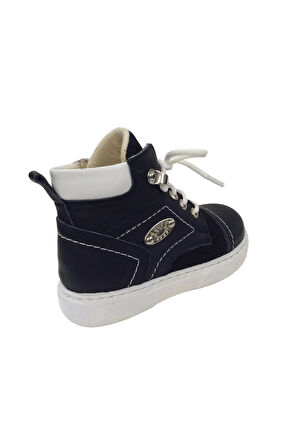 OrtopedikAL1001 Ridente Lacivert Bebe Erkek Çocuk Bot % 100 DERİ Fermuarlı ve Bağcıklı