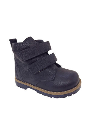 OrtopedikAL1001 Ridente K.Lacivert-Kırmızı Bebe Erkek Çocuk Bot % 100 DERİ Cırtlı