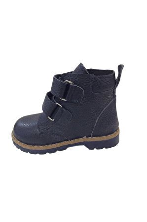 OrtopedikAL1001 Ridente K.Lacivert-Kırmızı Bebe Erkek Çocuk Bot % 100 DERİ Cırtlı