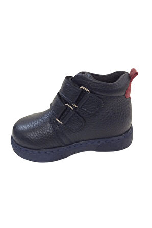 OrtopedikAL1001 Ridente K.Lacivert-Kırmızı Bebe Erkek Çocuk Bot % 100 DERİ Cırtlı