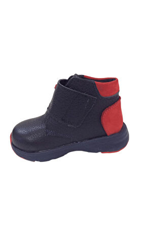 OrtopedikAL1001 Ridente Lacivert Kırmızı Süet Bebe Erkek Çocuk Bot % 100 DERİ Kalın Tek Cırtlı