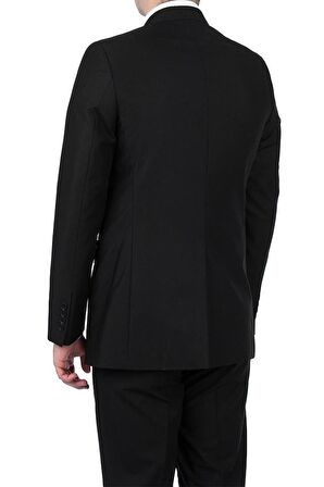 Gabardin Mono Yaka Astarlı 6 Drop Comfort Fit Rahat Kesim Takım Elbise 1001190010 Siyah