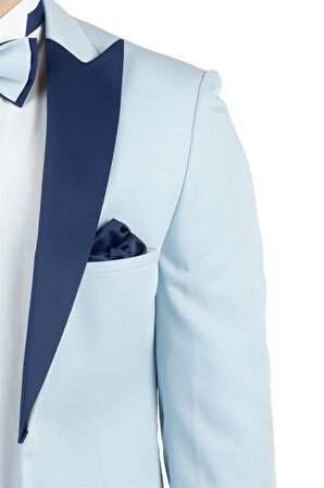 Saten Kırlangıç Yaka Astarlı 6 Drop Slim Fit Dar Kesim Smokin Damatlık 1001190163 Koyu Mavi