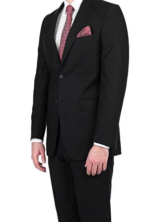 Gabardin Mono Yaka Astarlı 4 Drop Comfort Fit Rahat Kesim Takım Elbise 1001195009 Siyah