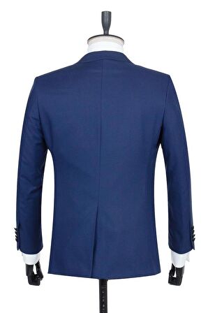 Gabardin Mono Yaka Astarlı Yelekli 6 Drop Slim Fit Dar Kesim Smokin Damatlık 1001195166 Lacivert