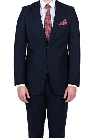 Gabardin Mono Yaka Astarlı 8 Drop Comfort Fit Rahat Kesim Takım Elbise 1001200006 Lacivert