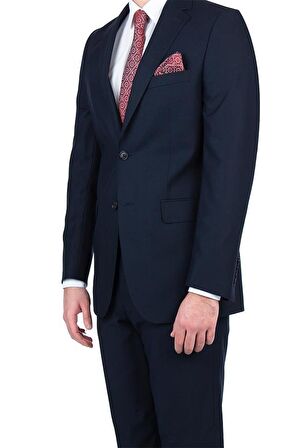 Gabardin Mono Yaka Astarlı 8 Drop Comfort Fit Rahat Kesim Takım Elbise 1001200006 Lacivert