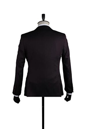 Desenli Armürlü Mono Yaka Astarlı Yelekli 6 Drop Slim Fit Dar Kesim Smokin Damatlık 1001200937 Bordo