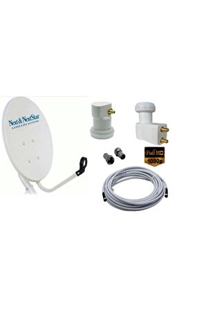 Next&NextStar 75 Cm Çanak Anten Takımı + İkili Lnb + 25 Metre Kablo 
