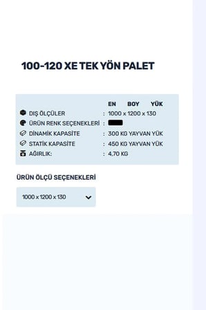 100x120 Tek Yön Plastik Palet - Dayanıklı & Hafif İhracat Paleti