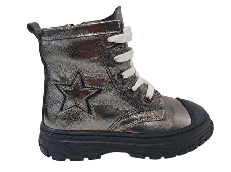 OrtopedikAL 1001 Ridente Platin Yıldızlı Patik Kız Çocuk Bot % 100 DERİ Bağcık ve Fermuarlı