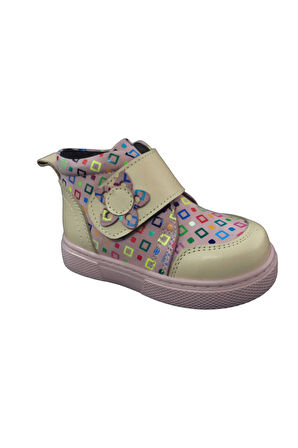 OrtopedikAL 1001 Ridente Platin Yıldızlı Patik Kız Çocuk Bot % 100 DERİ Bağcık ve Fermuarlı