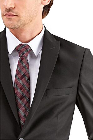Gabardin Kırlangıç Yaka Astarlı 6 Drop Slim Fit Dar Kesim Takım Elbise 1001225011 Siyah
