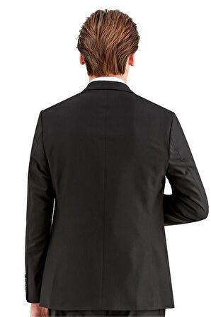 Gabardin Kırlangıç Yaka Astarlı 6 Drop Slim Fit Dar Kesim Takım Elbise 1001225011 Siyah