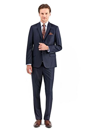 Gabardin Kırlangıç Yaka Astarlı 6 Drop Slim Fit Dar Kesim Takım Elbise 1001225011 Lacivert