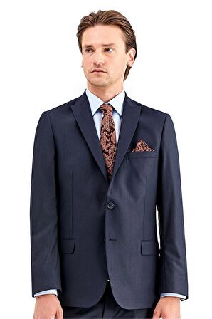 Gabardin Kırlangıç Yaka Astarlı 6 Drop Slim Fit Dar Kesim Takım Elbise 1001225011 Lacivert