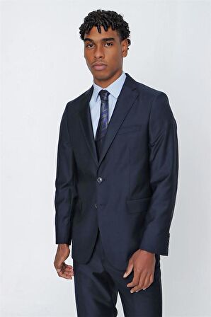 Gabardin Mono Yaka Tek Yırtmaç 6 Drop Comfort Fit Rahat Kesim Basic Takım Elbise 1001230010 Lacivert