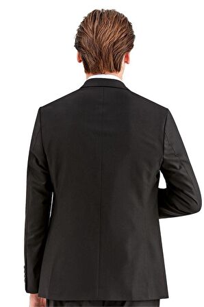 Gabardin Kırlangıç Yaka Astarlı 6 Drop Slim Fit Dar Kesim Basic Takım Elbise 1001230011 Siyah