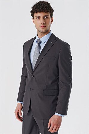 Kırlangıç Yaka Astarlı 6 Drop Comfort Fit Rahat Kesim Klasik Takım 1001230153 Açık Antrasit