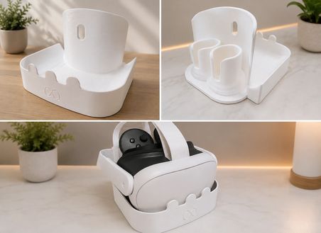 Meta Quest 3 / 3s uyumlu  VR Gözlük ve Kumanda Standı Tutucu, Beyaz