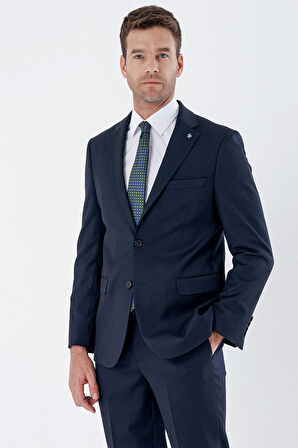Gabardin Mono Yaka Likralı 6 Drop Comfort Fit Rahat Kesim Klasik Takım Elbise 1001235152 Lacivert