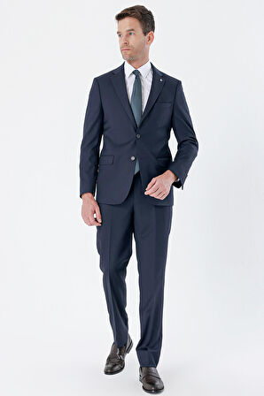 Gabardin Mono Yaka Likralı 6 Drop Comfort Fit Rahat Kesim Klasik Takım Elbise 1001235152 Lacivert